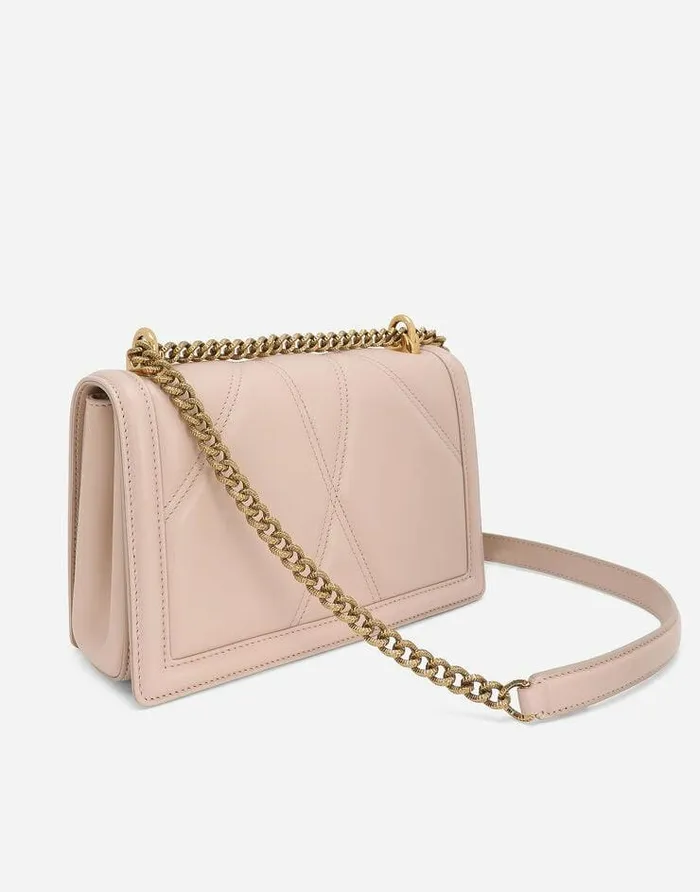 Dolce and Gabbana Shoulder And Crossbody Bags Women Medium Devotion Bag In Quilted Nappa Leather Pale Pink Dolce and Gabbana Shoulder And Crossbody Bags Women Medium Devotion Bag In Quilted Nappa Leather Pale Pink