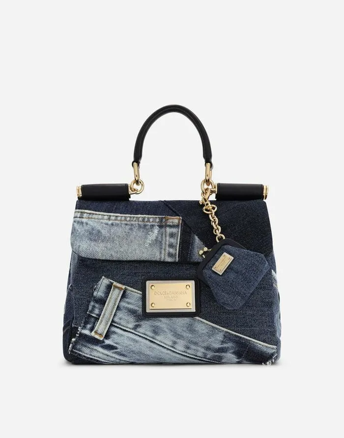 Dolce and Gabbana Shoulder And Crossbody Bags Women Small Patchwork Denim Sicily Soft Bag Denim Dolce and Gabbana Shoulder And Crossbody Bags Women Small Patchwork Denim Sicily Soft Bag Denim