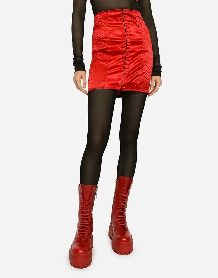Dolce and Gabbana Skirts Women Satin Miniskirt With Hookandeye Fastenings Red Dolce and Gabbana Skirts Women Satin Miniskirt With Hookandeye Fastenings Red
