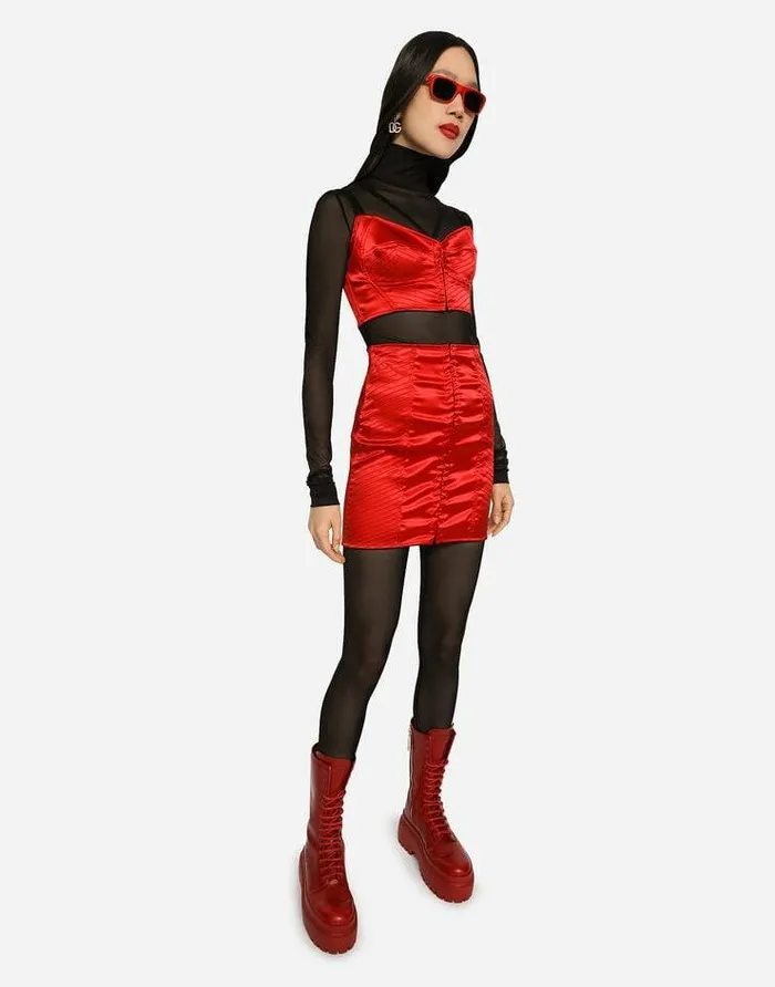 Dolce and Gabbana Skirts Women Satin Miniskirt With Hookandeye Fastenings Red Dolce and Gabbana Skirts Women Satin Miniskirt With Hookandeye Fastenings Red