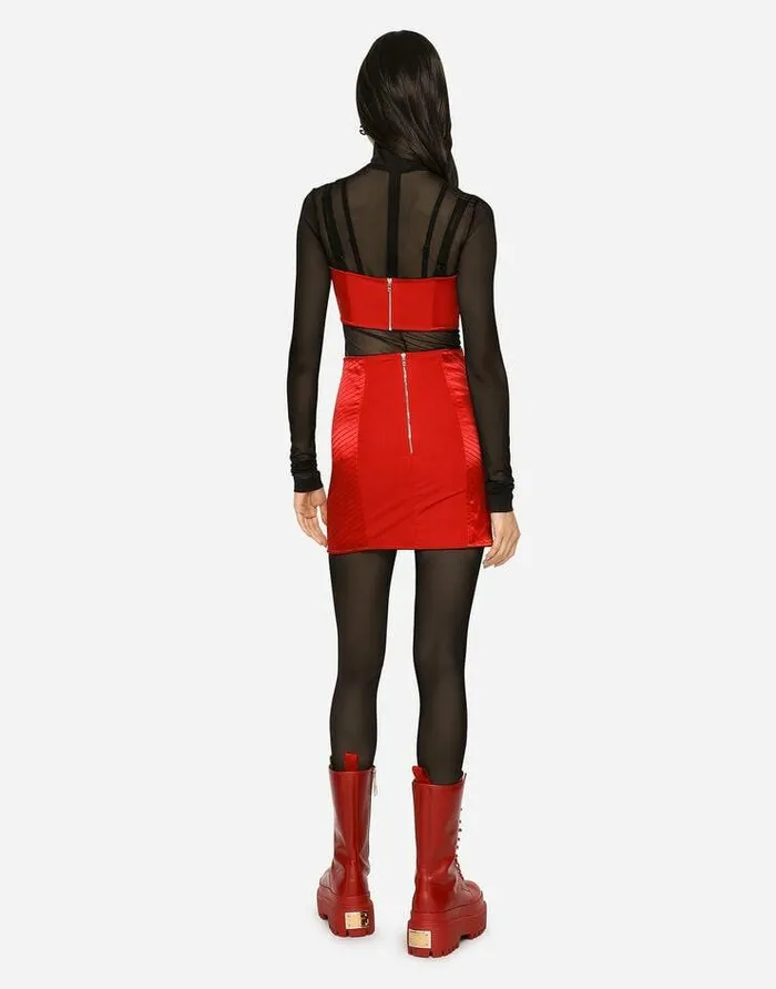 Dolce and Gabbana Skirts Women Satin Miniskirt With Hookandeye Fastenings Red Dolce and Gabbana Skirts Women Satin Miniskirt With Hookandeye Fastenings Red