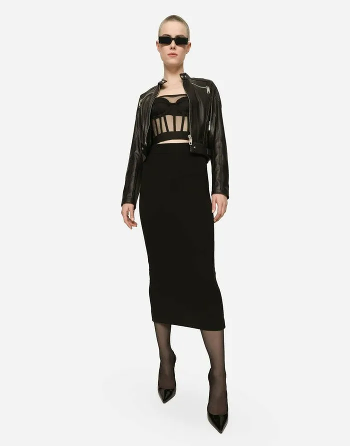 Dolce and Gabbana Skirts Women Technical Jersey Calflength Skirt Black Dolce and Gabbana Skirts Women Technical Jersey Calflength Skirt Black