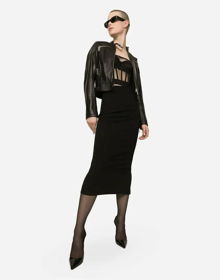 Dolce and Gabbana Skirts Women Technical Jersey Calflength Skirt Black Dolce and Gabbana Skirts Women Technical Jersey Calflength Skirt Black