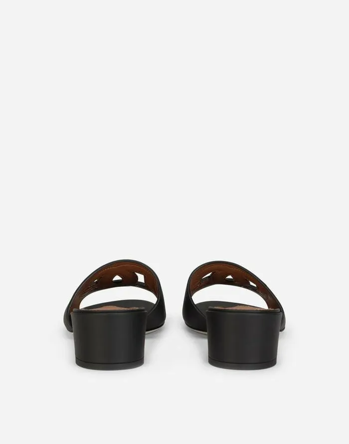 Dolce and Gabbana Slides And Mules Women Calfskin Mules With DG Millennials Logo Black Dolce and Gabbana Slides And Mules Women Calfskin Mules With DG Millennials Logo Black