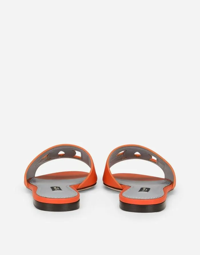 Dolce and Gabbana Slides And Mules Women Calfskin Slides With DG Millennials Logo Orange Dolce and Gabbana Slides And Mules Women Calfskin Slides With DG Millennials Logo Orange