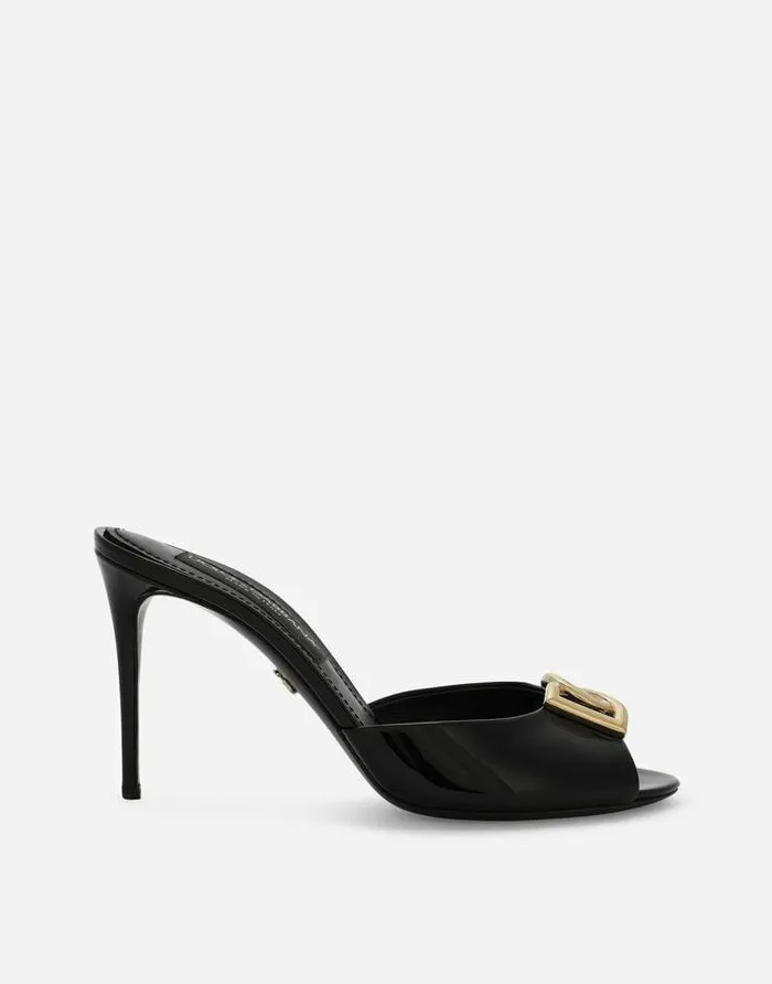 Dolce and Gabbana Slides And Mules Women Patent Leather Mules With DG Logo Black Dolce and Gabbana Slides And Mules Women Patent Leather Mules With DG Logo Black
