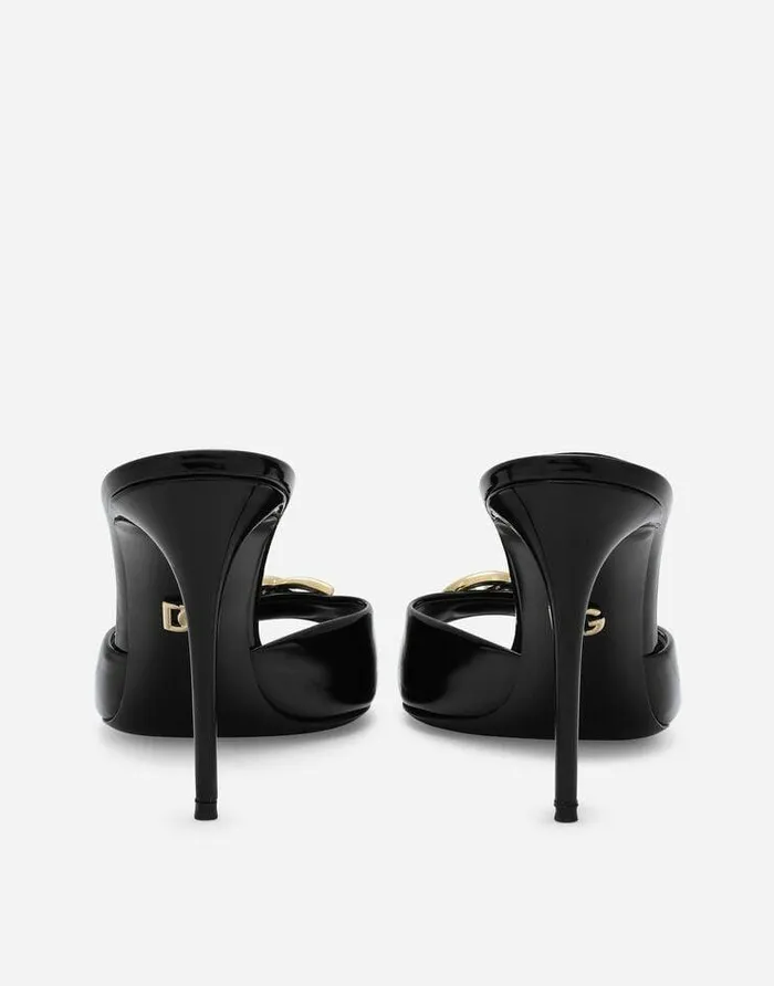 Dolce and Gabbana Slides And Mules Women Patent Leather Mules With DG Logo Black Dolce and Gabbana Slides And Mules Women Patent Leather Mules With DG Logo Black