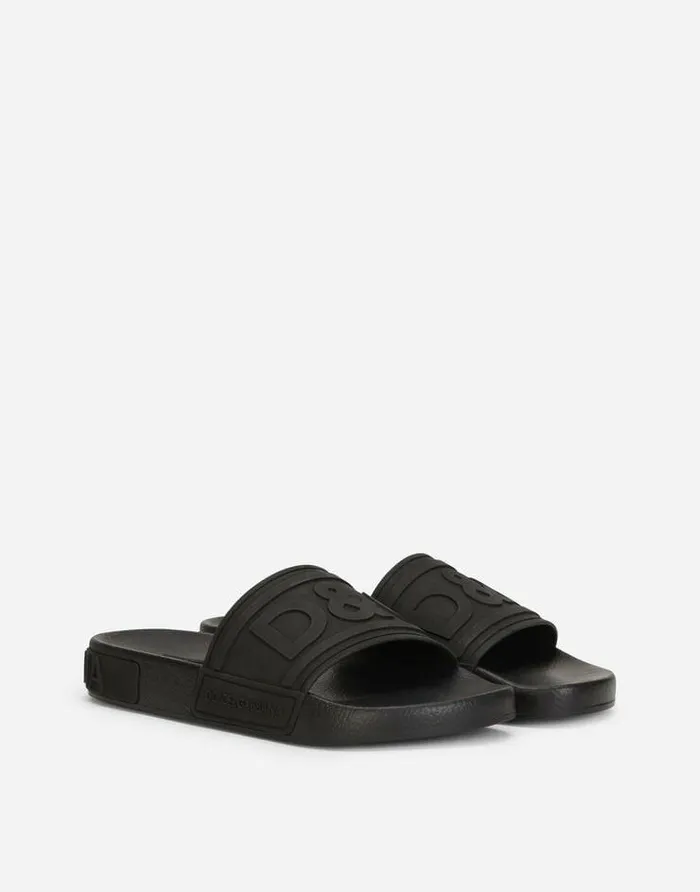 Dolce and Gabbana Slides And Mules Women Rubber Beachwear Slides With DG Logo Black Dolce and Gabbana Slides And Mules Women Rubber Beachwear Slides With DG Logo Black