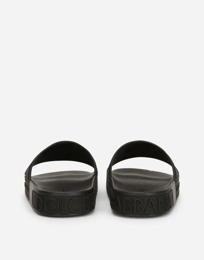 Dolce and Gabbana Slides And Mules Women Rubber Beachwear Slides With DG Logo Black Dolce and Gabbana Slides And Mules Women Rubber Beachwear Slides With DG Logo Black