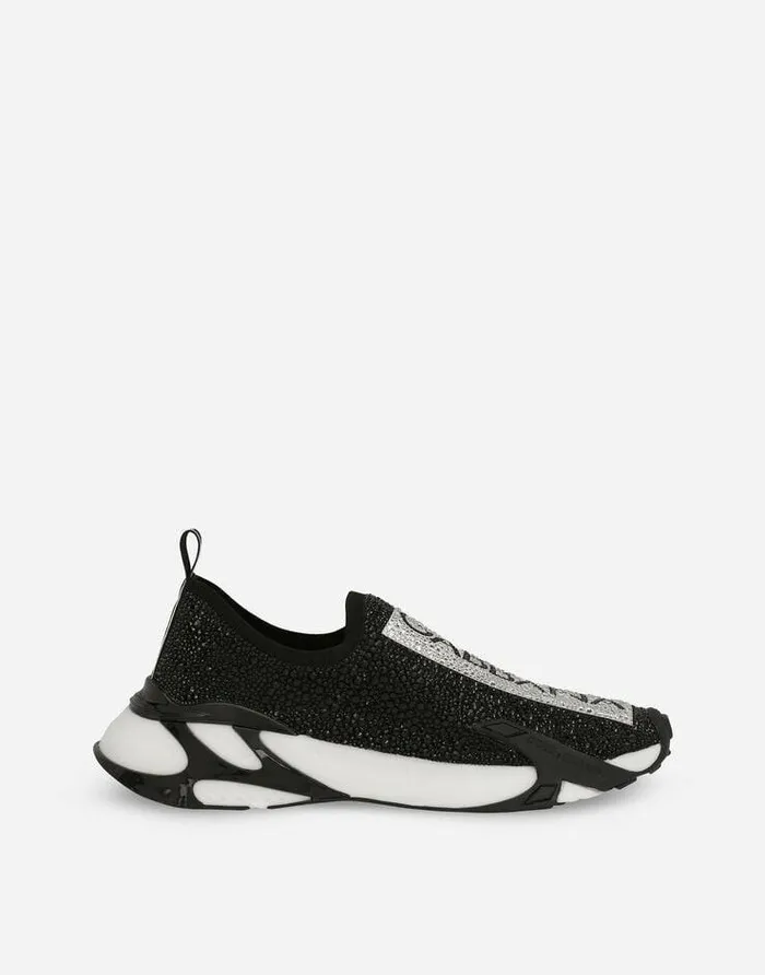 Dolce and Gabbana Sneakers Men Fast Sneakers With Fusible Rhinestones Black