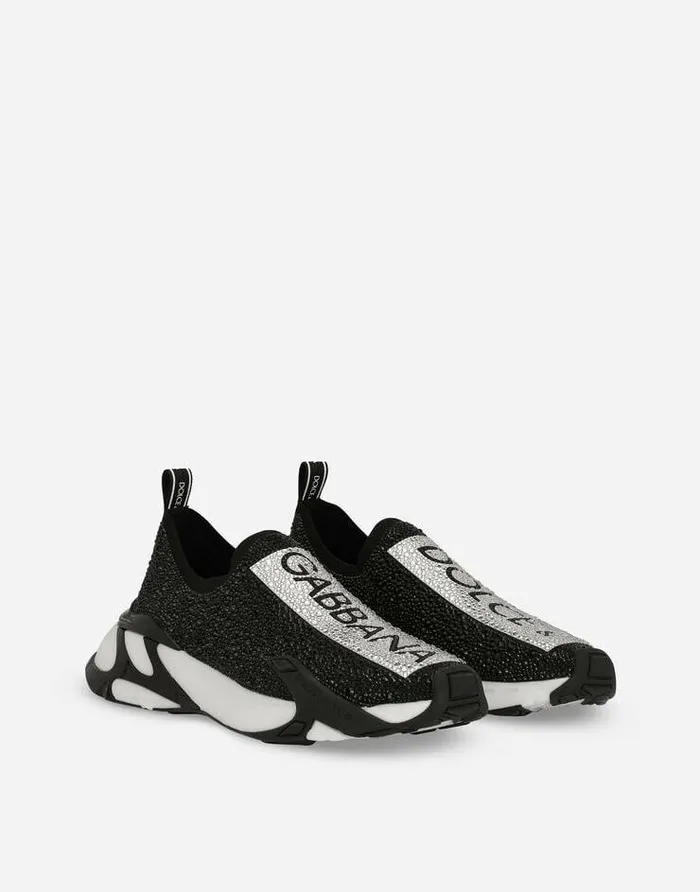 Dolce and Gabbana Sneakers Men Fast Sneakers With Fusible Rhinestones Black Dolce and Gabbana Sneakers Men Fast Sneakers With Fusible Rhinestones Black