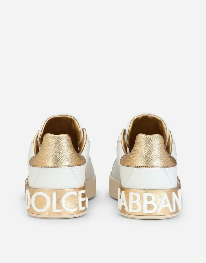 Dolce and Gabbana Sneakers Women Calfskin Portofino Sneakers With DG Logo White Dolce and Gabbana Sneakers Women Calfskin Portofino Sneakers With DG Logo White