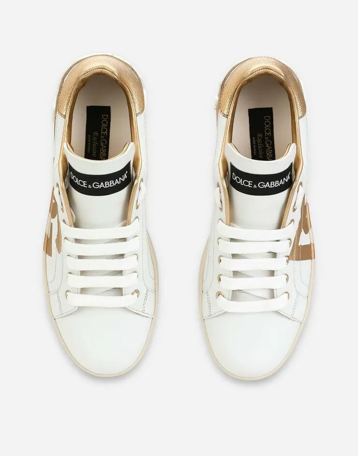 Dolce and Gabbana Sneakers Women Calfskin Portofino Sneakers With DG Logo White Dolce and Gabbana Sneakers Women Calfskin Portofino Sneakers With DG Logo White