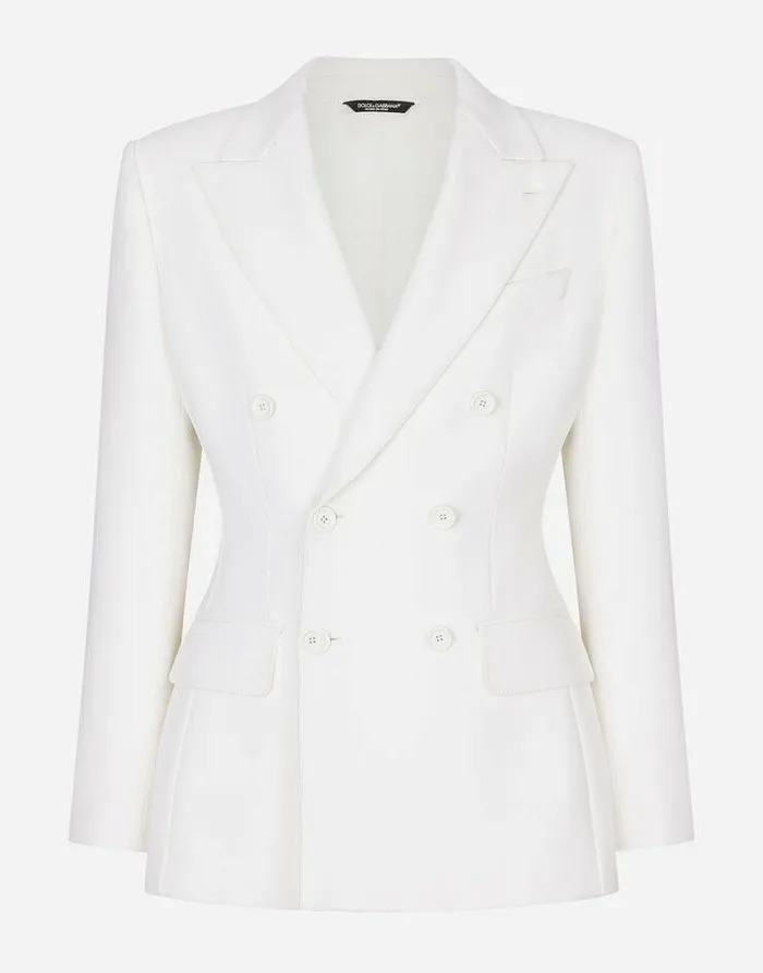 Dolce and Gabbana Suits And Blazers Men Doublebreasted Stretch Wool Crepe Dolcefit Jacket White Dolce and Gabbana Suits And Blazers Men Doublebreasted Stretch Wool Crepe Dolcefit Jacket White