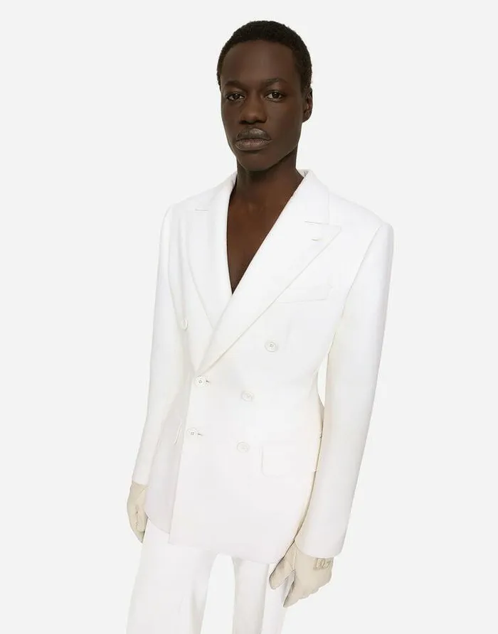 Dolce and Gabbana Suits And Blazers Men Doublebreasted Stretch Wool Crepe Dolcefit Jacket White Dolce and Gabbana Suits And Blazers Men Doublebreasted Stretch Wool Crepe Dolcefit Jacket White