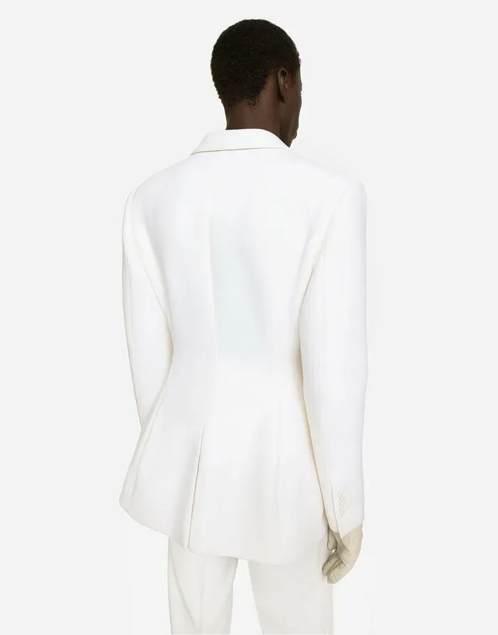Dolce and Gabbana Suits And Blazers Men Doublebreasted Stretch Wool Crepe Dolcefit Jacket White Dolce and Gabbana Suits And Blazers Men Doublebreasted Stretch Wool Crepe Dolcefit Jacket White