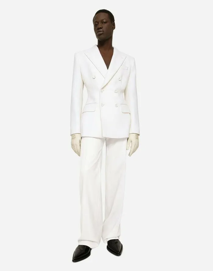 Dolce and Gabbana Suits And Blazers Men Doublebreasted Stretch Wool Crepe Dolcefit Jacket White Dolce and Gabbana Suits And Blazers Men Doublebreasted Stretch Wool Crepe Dolcefit Jacket White