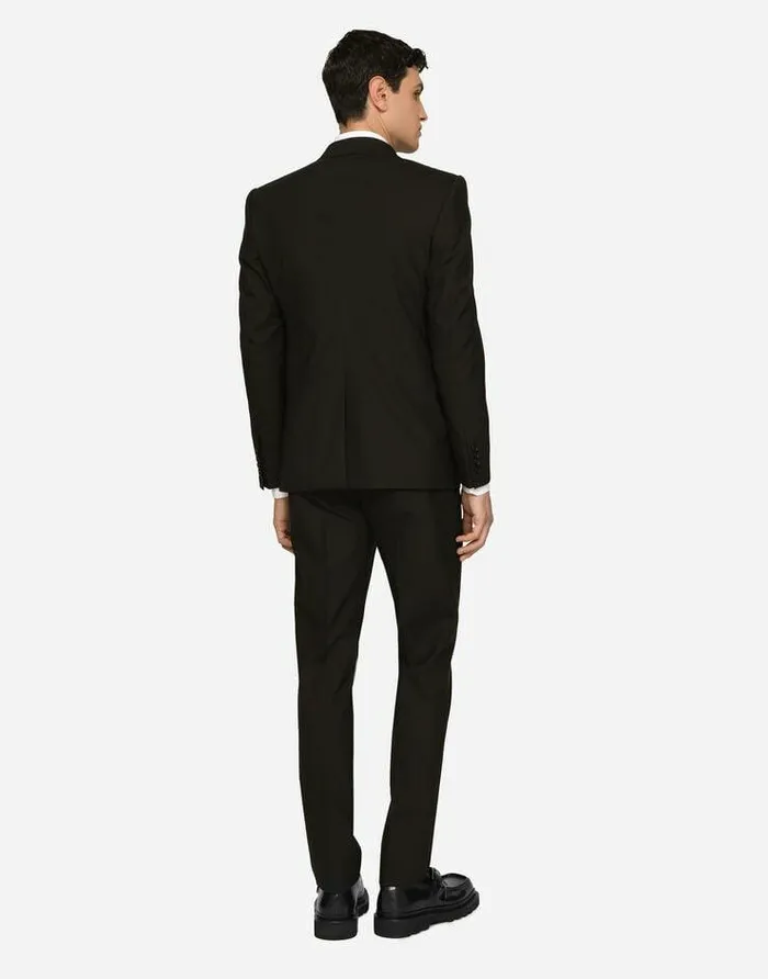 Dolce and Gabbana Suits And Blazers Men Doublebreasted Stretch Wool Siciliafit Suit Black