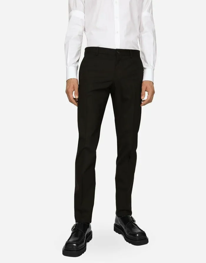 Dolce and Gabbana Suits And Blazers Men Doublebreasted Stretch Wool Siciliafit Suit Black