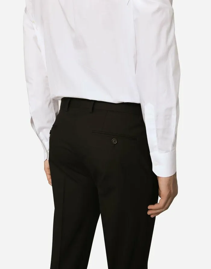 Dolce and Gabbana Suits And Blazers Men Doublebreasted Stretch Wool Siciliafit Suit Black