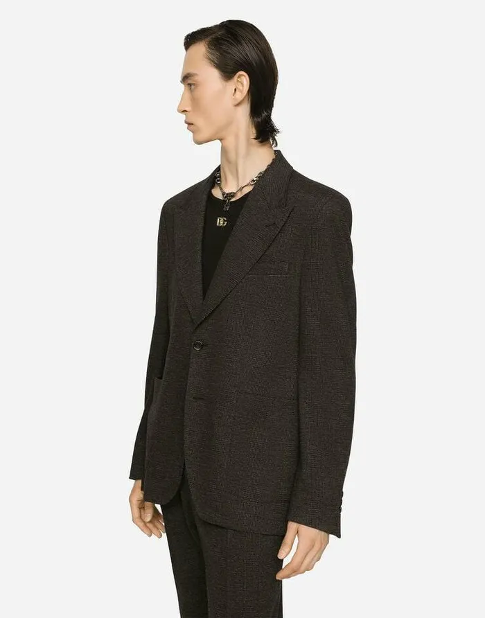 Dolce and Gabbana Suits And Blazers Men Glen Plaid Stretch Jersey Jacket Multicolor Dolce and Gabbana Suits And Blazers Men Glen Plaid Stretch Jersey Jacket Multicolor