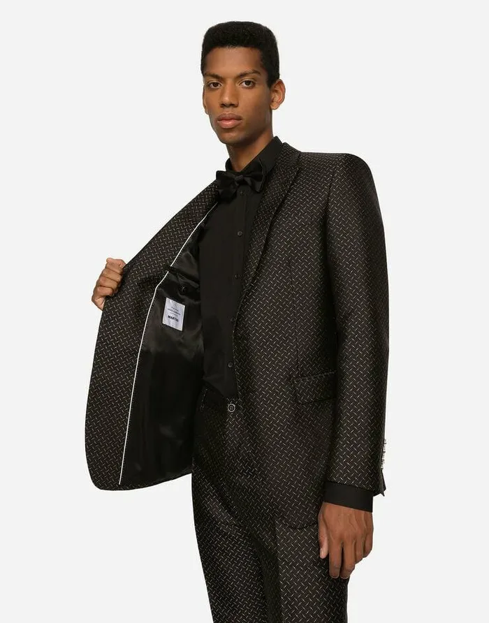 Dolce and Gabbana Suits And Blazers Men Lurex Jacquard Martinifit Suit Multicolor Dolce and Gabbana Suits And Blazers Men Lurex Jacquard Martinifit Suit Multicolor