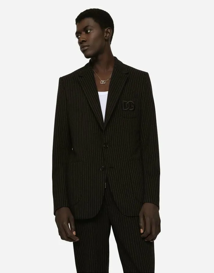 Dolce and Gabbana Suits And Blazers Men Pinstripe Stretch Jersey Portofino Jacket Multicolor Dolce and Gabbana Suits And Blazers Men Pinstripe Stretch Jersey Portofino Jacket Multicolor