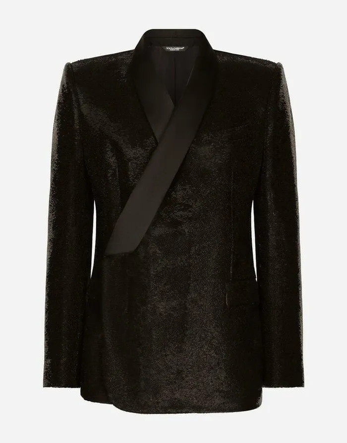 Dolce and Gabbana Suits And Blazers Men Sequined Doublebreasted Siciliafit Tuxedo Jacket Black Dolce and Gabbana Suits And Blazers Men Sequined Doublebreasted Siciliafit Tuxedo Jacket Black
