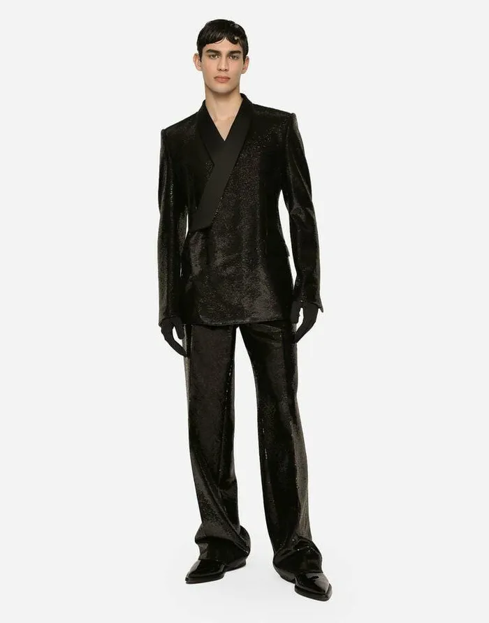 Dolce and Gabbana Suits And Blazers Men Sequined Doublebreasted Siciliafit Tuxedo Jacket Black Dolce and Gabbana Suits And Blazers Men Sequined Doublebreasted Siciliafit Tuxedo Jacket Black