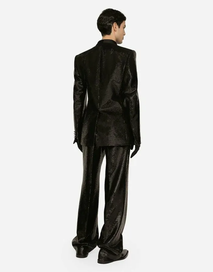 Dolce and Gabbana Suits And Blazers Men Sequined Doublebreasted Siciliafit Tuxedo Jacket Black Dolce and Gabbana Suits And Blazers Men Sequined Doublebreasted Siciliafit Tuxedo Jacket Black
