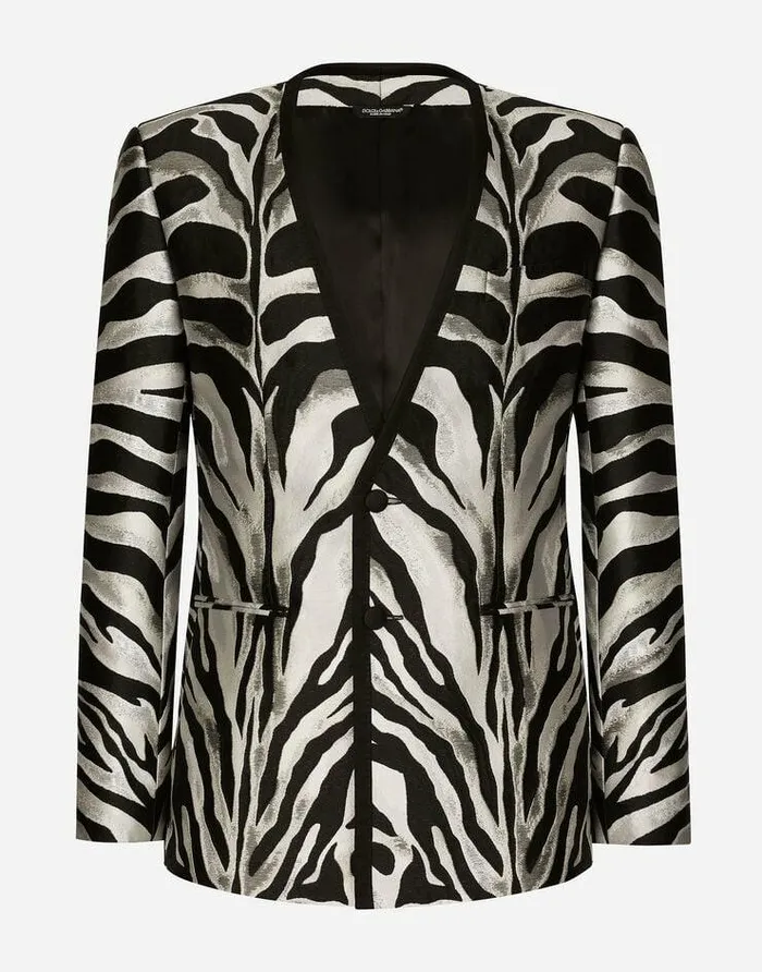 Dolce and Gabbana Suits And Blazers Men Zebradesign Lam Jacquard Siciliafit Jacket Multicolor Dolce and Gabbana Suits And Blazers Men Zebradesign Lam Jacquard Siciliafit Jacket Multicolor
