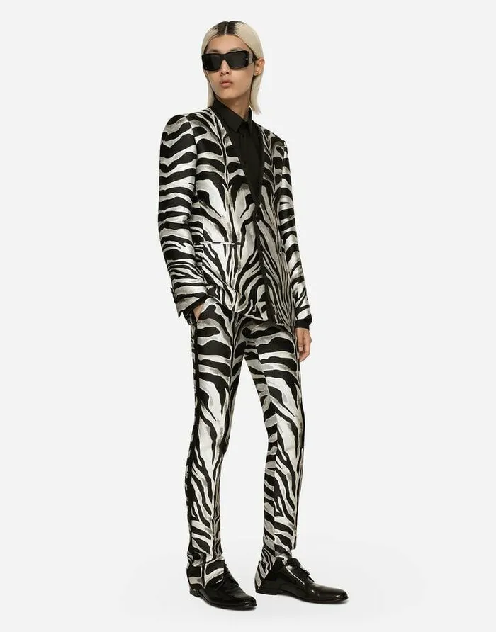 Dolce and Gabbana Suits And Blazers Men Zebradesign Lam Jacquard Siciliafit Jacket Multicolor Dolce and Gabbana Suits And Blazers Men Zebradesign Lam Jacquard Siciliafit Jacket Multicolor