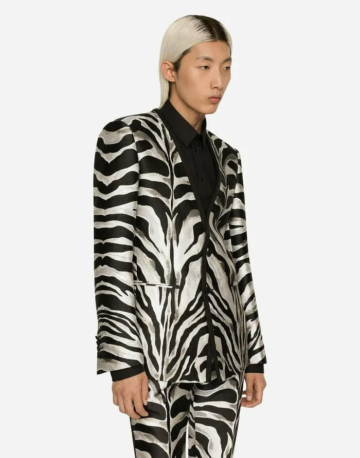 Dolce and Gabbana Suits And Blazers Men Zebradesign Lam Jacquard Siciliafit Jacket Multicolor Dolce and Gabbana Suits And Blazers Men Zebradesign Lam Jacquard Siciliafit Jacket Multicolor