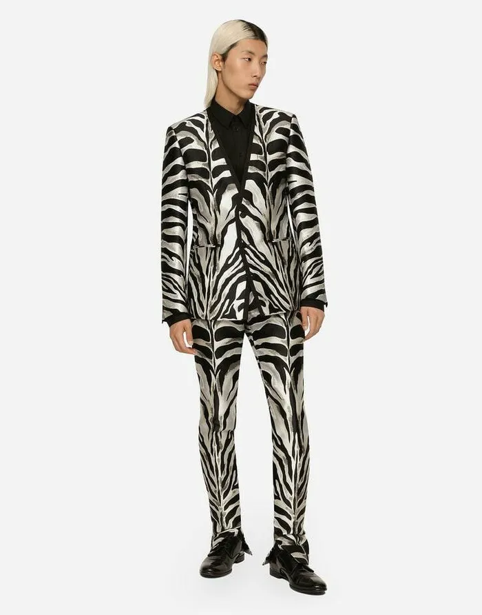 Dolce and Gabbana Suits And Blazers Men Zebradesign Lam Jacquard Siciliafit Jacket Multicolor Dolce and Gabbana Suits And Blazers Men Zebradesign Lam Jacquard Siciliafit Jacket Multicolor