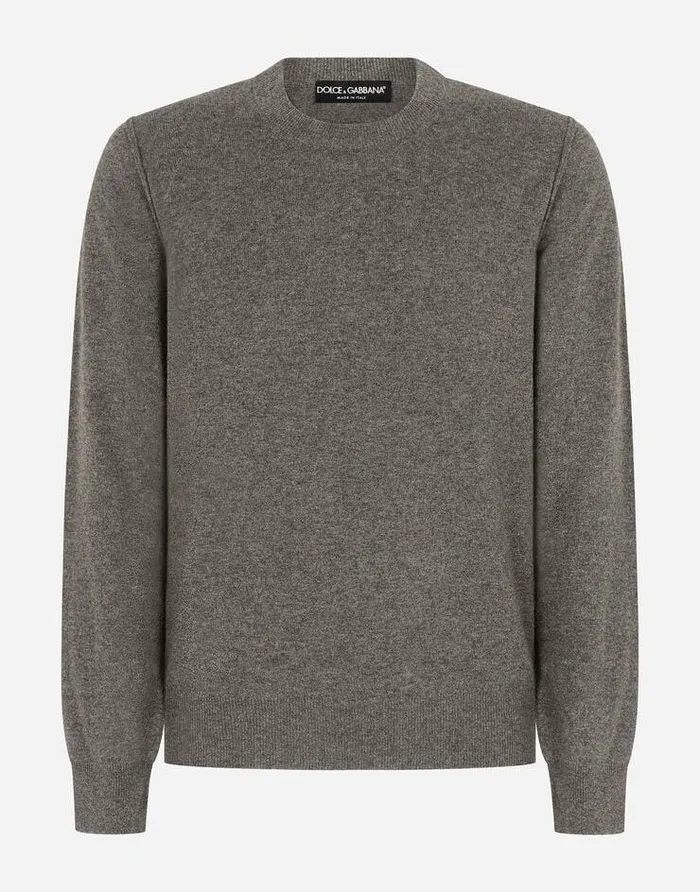 Dolce and Gabbana Sweaters And Cardigans Men Cashmere Roundneck Sweater Grey