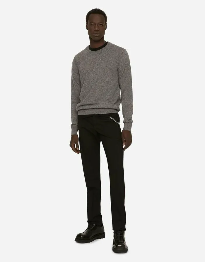 Dolce and Gabbana Sweaters And Cardigans Men Cashmere Roundneck Sweater Grey Dolce and Gabbana Sweaters And Cardigans Men Cashmere Roundneck Sweater Grey