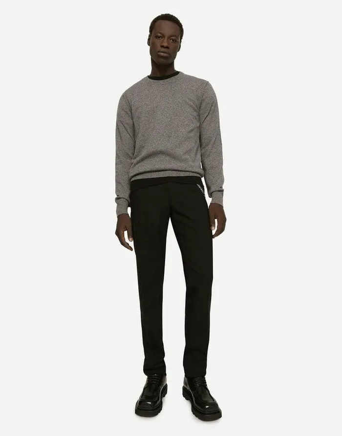 Dolce and Gabbana Sweaters And Cardigans Men Cashmere Roundneck Sweater Grey Dolce and Gabbana Sweaters And Cardigans Men Cashmere Roundneck Sweater Grey