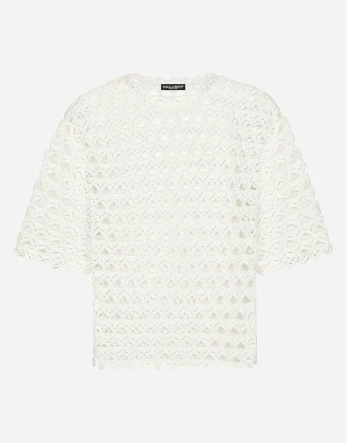 Dolce and Gabbana Sweaters And Cardigans Men Cotton Roundneck Sweater White