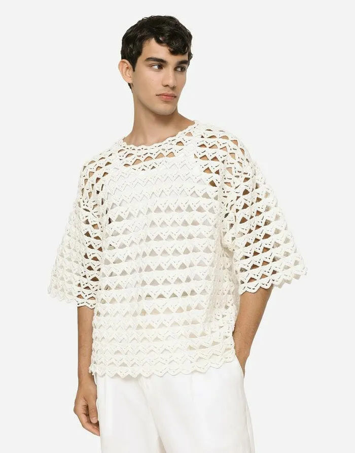 Dolce and Gabbana Sweaters And Cardigans Men Cotton Roundneck Sweater White Dolce and Gabbana Sweaters And Cardigans Men Cotton Roundneck Sweater White