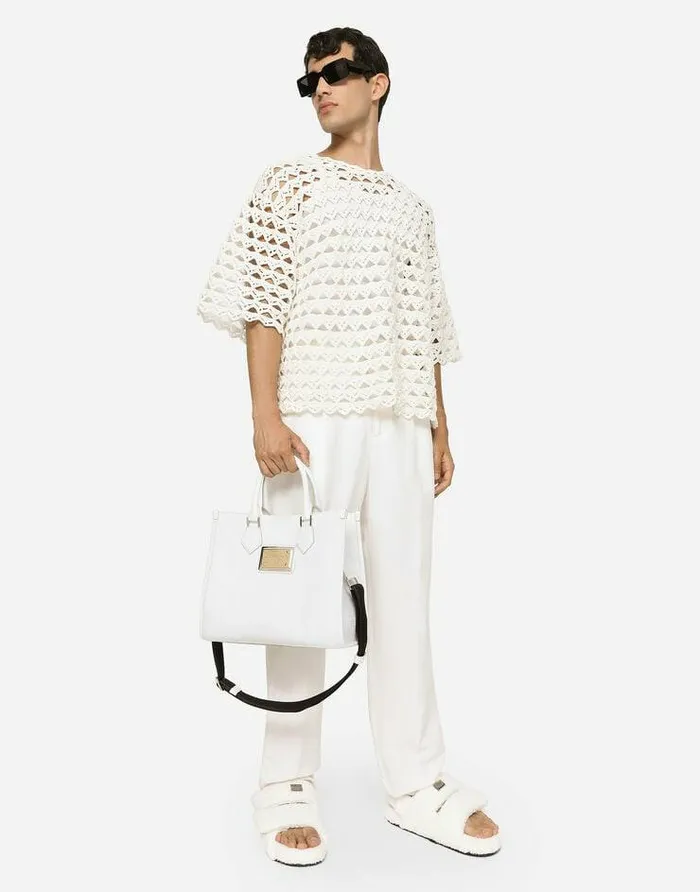Dolce and Gabbana Sweaters And Cardigans Men Cotton Roundneck Sweater White Dolce and Gabbana Sweaters And Cardigans Men Cotton Roundneck Sweater White