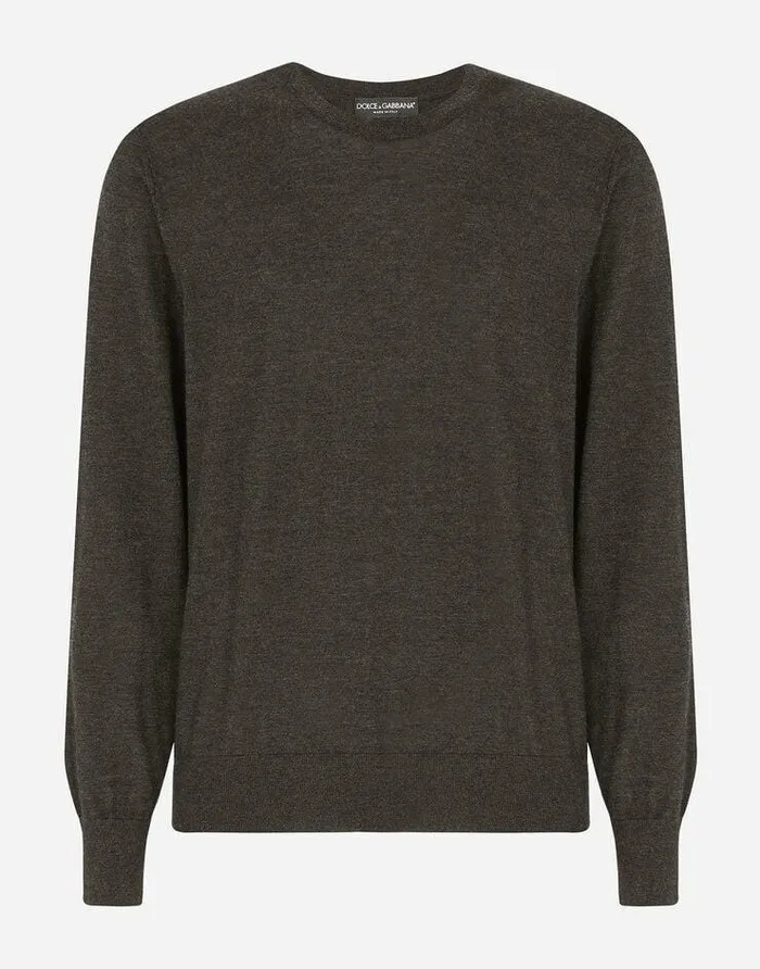 Dolce and Gabbana Sweaters And Cardigans Men Crewneck Sweater In Cashmere Grey Dolce and Gabbana Sweaters And Cardigans Men Crewneck Sweater In Cashmere Grey