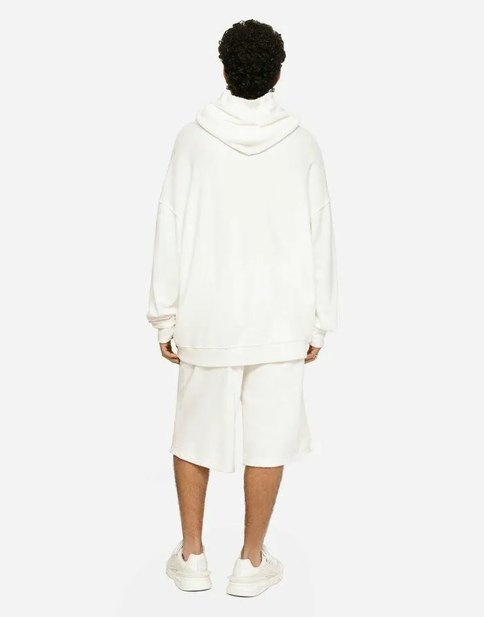 Dolce and Gabbana Sweatshirts Men Jersey Terry Hoodie With Logo Tag White Dolce and Gabbana Sweatshirts Men Jersey Terry Hoodie With Logo Tag White