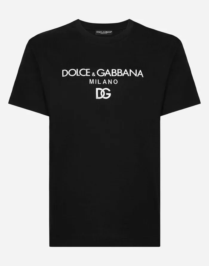 Dolce and Gabbana TShirts And Polos Men Cotton Tshirt With DG Embroidery Black Dolce and Gabbana TShirts And Polos Men Cotton Tshirt With DG Embroidery Black