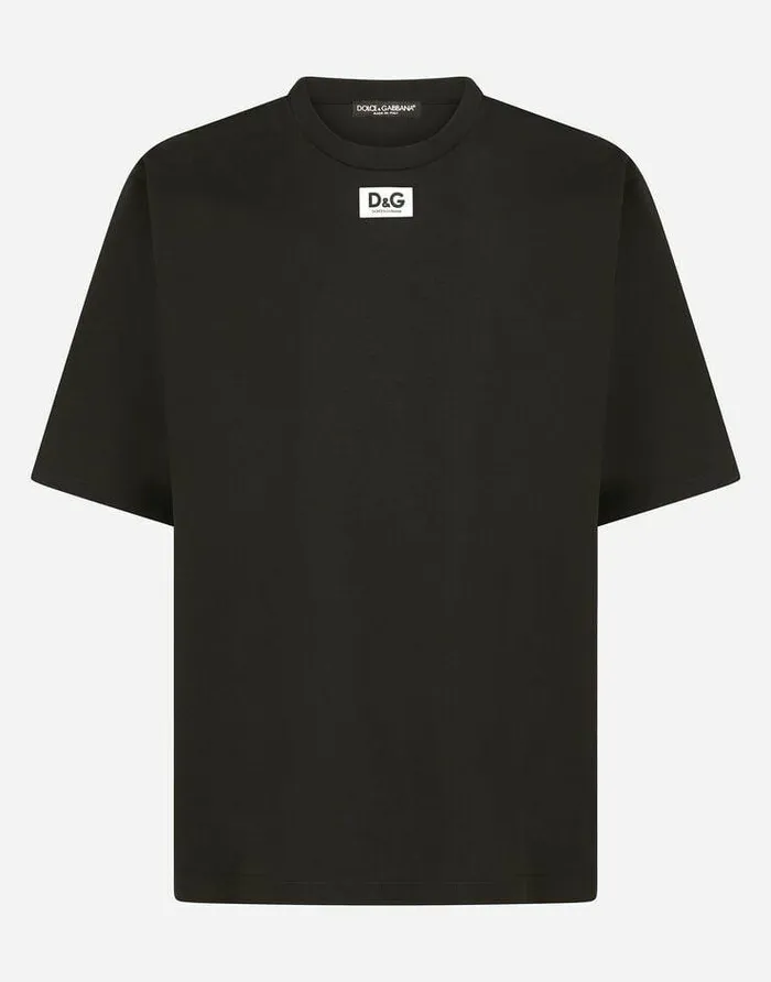 Dolce and Gabbana TShirts And Polos Men Cotton Tshirt With DG Patch Black