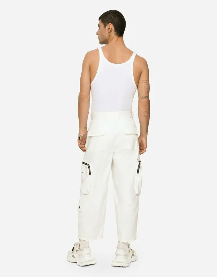 Dolce and Gabbana TShirts And Polos Men Finerib Cotton Singlet With DG Hardware White Dolce and Gabbana TShirts And Polos Men Finerib Cotton Singlet With DG Hardware White