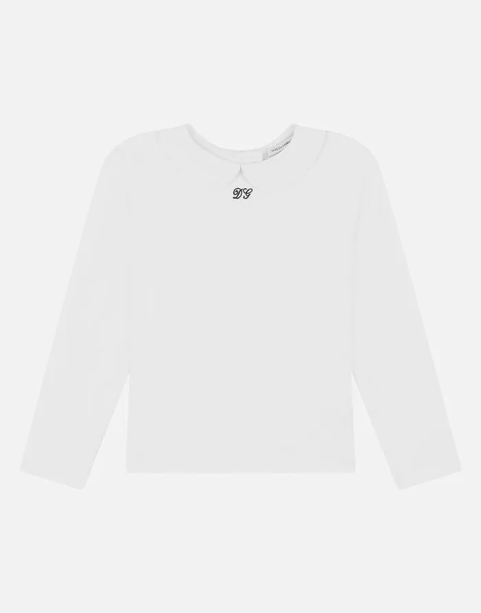 Dolce and Gabbana TShirts And Sweatshirts Children Jersey Tshirt With DG Embroidery White Dolce and Gabbana TShirts And Sweatshirts Children Jersey Tshirt With DG Embroidery White