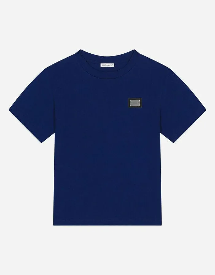 Dolce and Gabbana TShirts And Sweatshirts Children Jersey Tshirt With Logo Tag Blue Dolce and Gabbana TShirts And Sweatshirts Children Jersey Tshirt With Logo Tag Blue