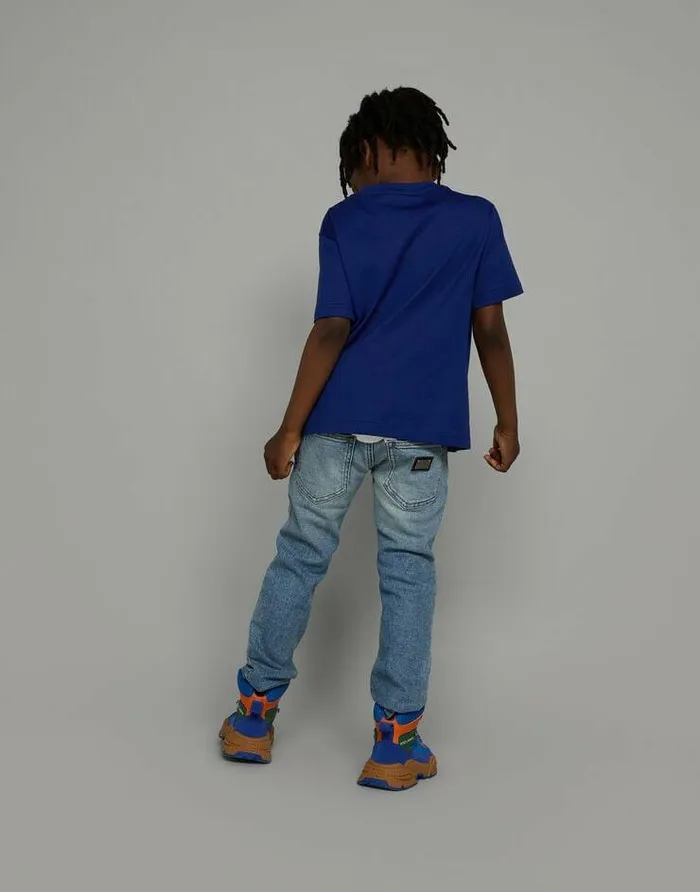 Dolce and Gabbana TShirts And Sweatshirts Children Jersey Tshirt With Logo Tag Blue Dolce and Gabbana TShirts And Sweatshirts Children Jersey Tshirt With Logo Tag Blue