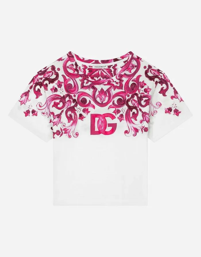 Dolce and Gabbana TShirts And Sweatshirts Children Majolicaprint Jersey Tshirt Multicolor Dolce and Gabbana TShirts And Sweatshirts Children Majolicaprint Jersey Tshirt Multicolor