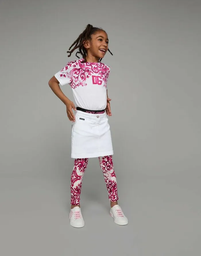 Dolce and Gabbana TShirts And Sweatshirts Children Majolicaprint Jersey Tshirt Multicolor Dolce and Gabbana TShirts And Sweatshirts Children Majolicaprint Jersey Tshirt Multicolor